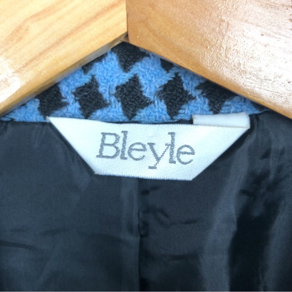 Vintage Houndstooth Tweed Wool Blend Oversized Shoulder Pad Boyfriend Blazer 12 - Picture 6 of 8